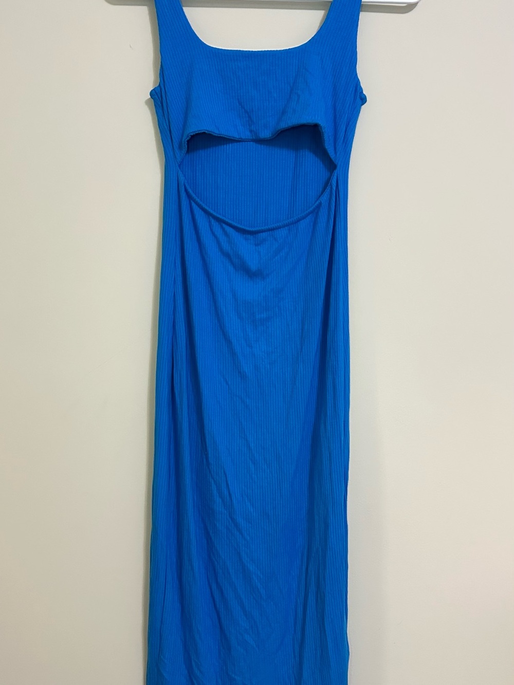 Forever 21 Bright Blue Backless Ribbed Maxi Dress